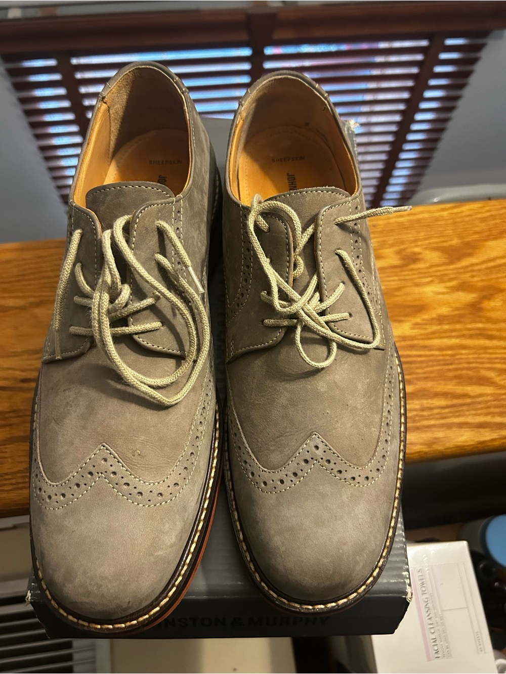 Johnston & Murphy Gray Suede Wingtip Oxfords